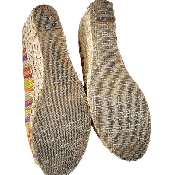 Rainbow Stripe Bohemian Shoes Women 8.5 CL Laundry Boho Wedge Sandals 39 Spring - Picture 3 of 14